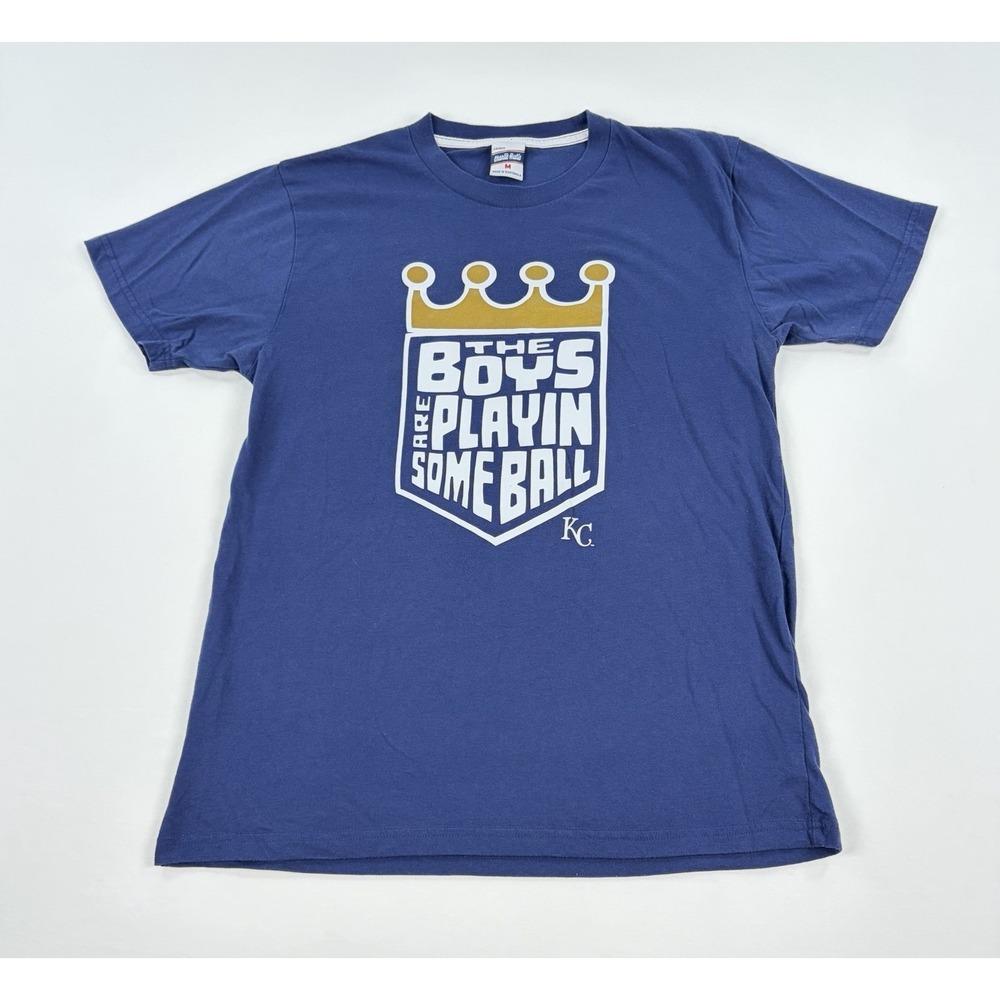 Charlie Hustle The Boys Are Playin Some Ball KC Royals T-Shirt Blue Men's M